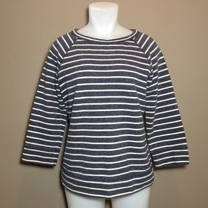 Boden Striped 3/4 Sleeve Sweatshirt